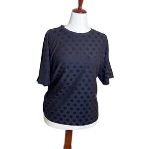 Next knit top black short sleeve with raised dot pattern & texture. Sz XL